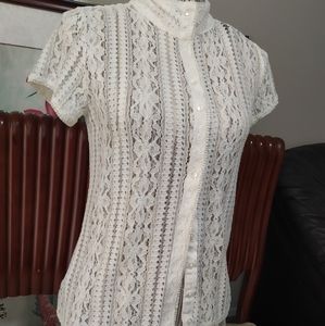 SOLD Cream Lace Crochet atop Blouse